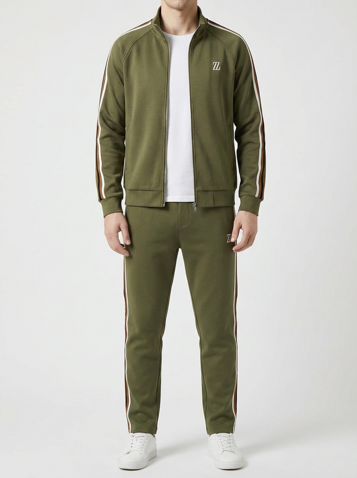 Full Zip Träningsdräkt Set Med Joggers