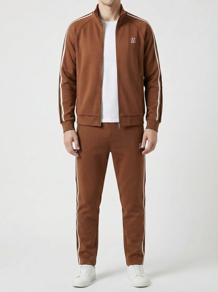 Full Zip Träningsdräkt Set Med Joggers