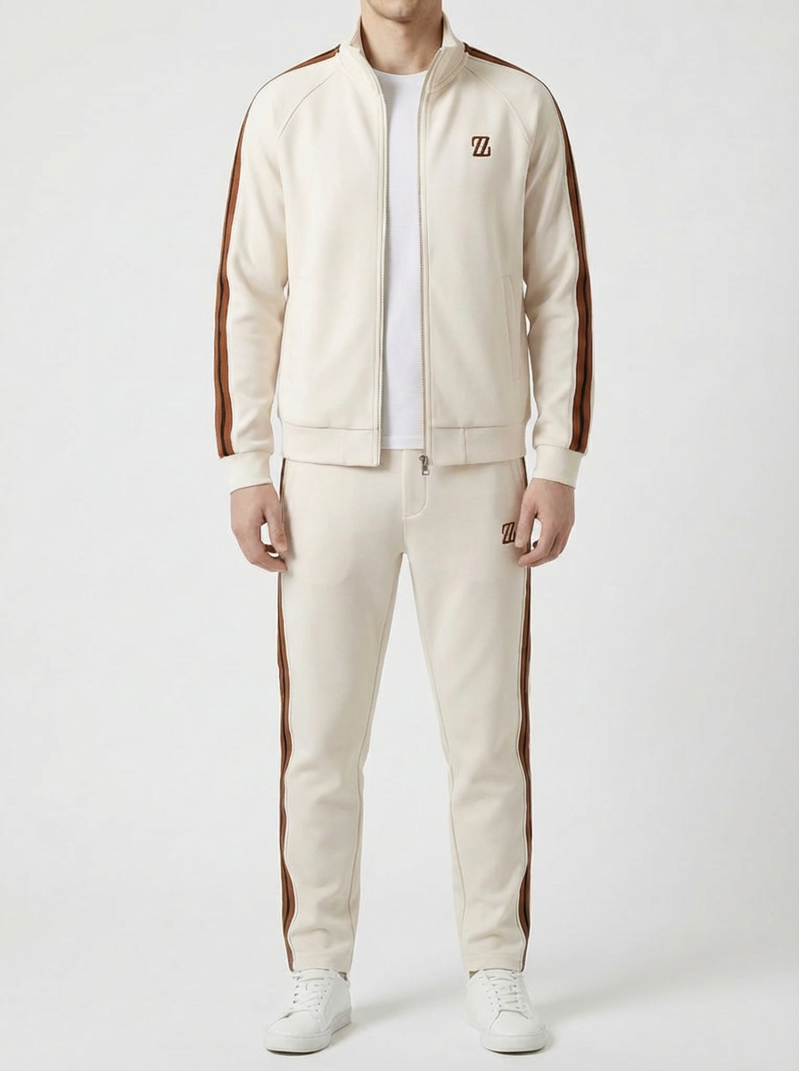 Full Zip Träningsdräkt Set Med Joggers