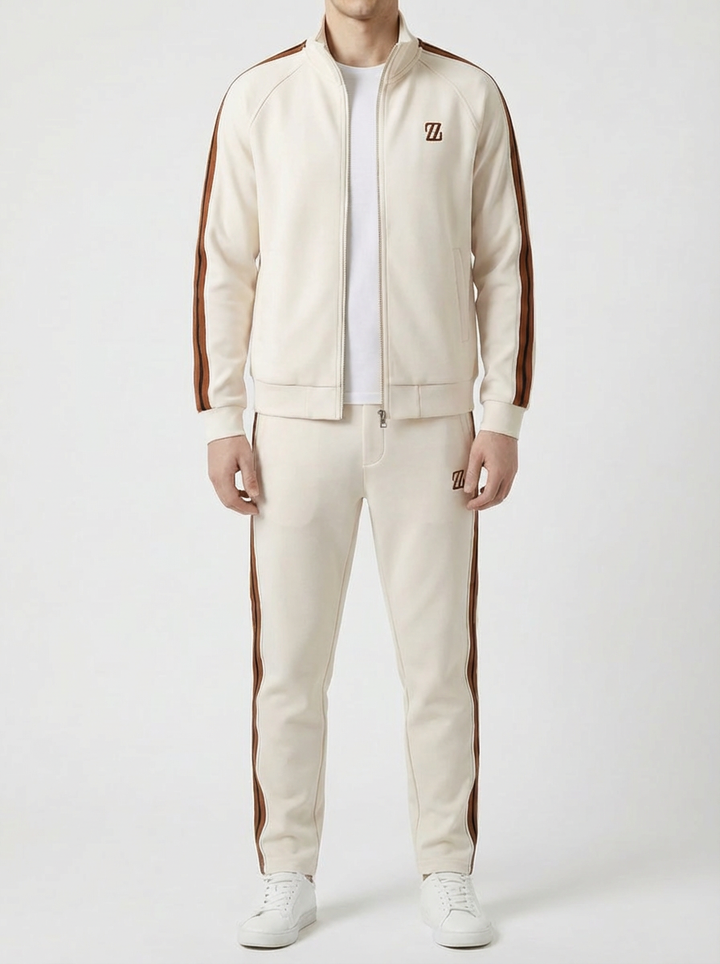 Full Zip Träningsdräkt Set Med Joggers