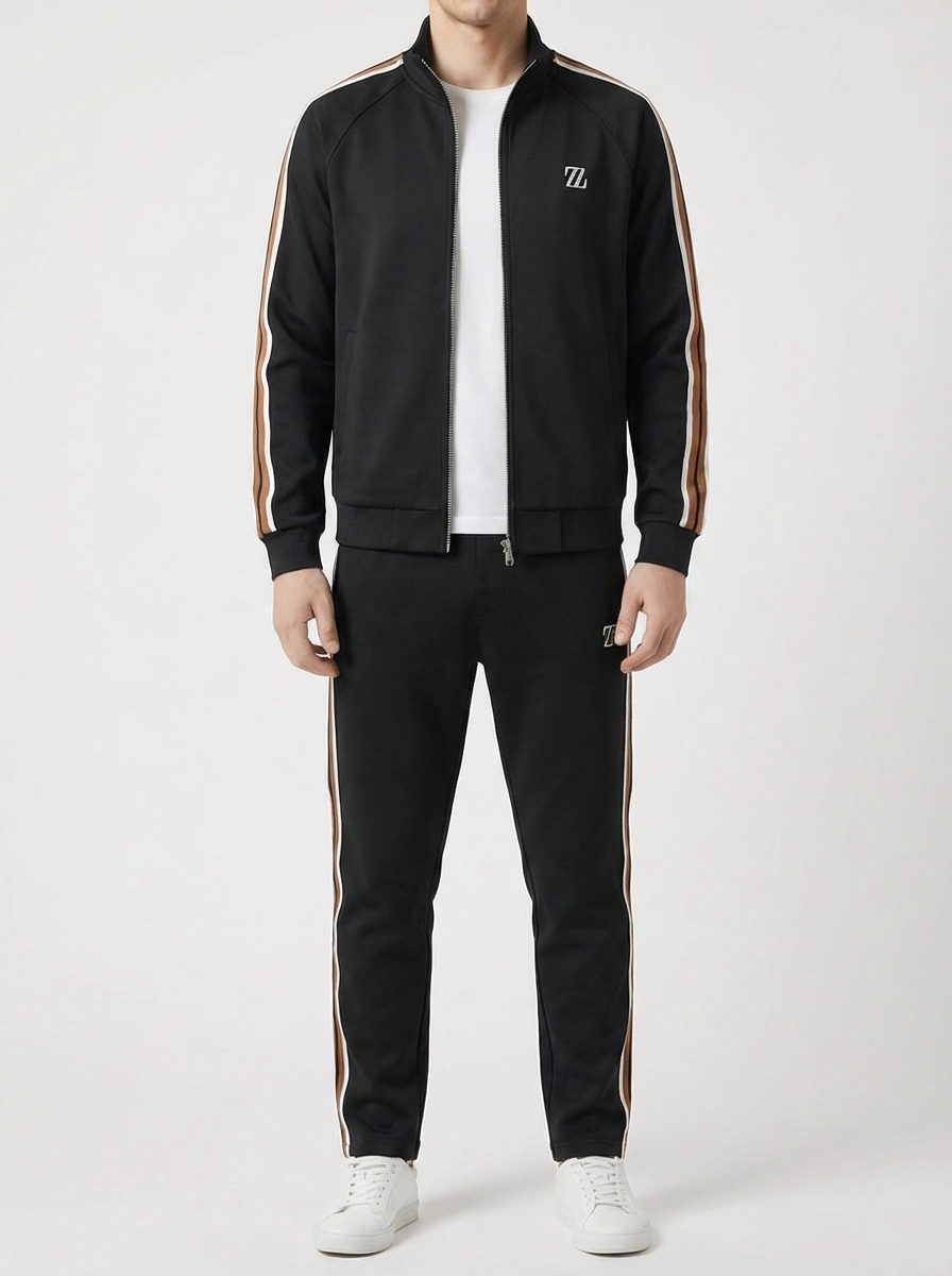 Full Zip Träningsdräkt Set Med Joggers