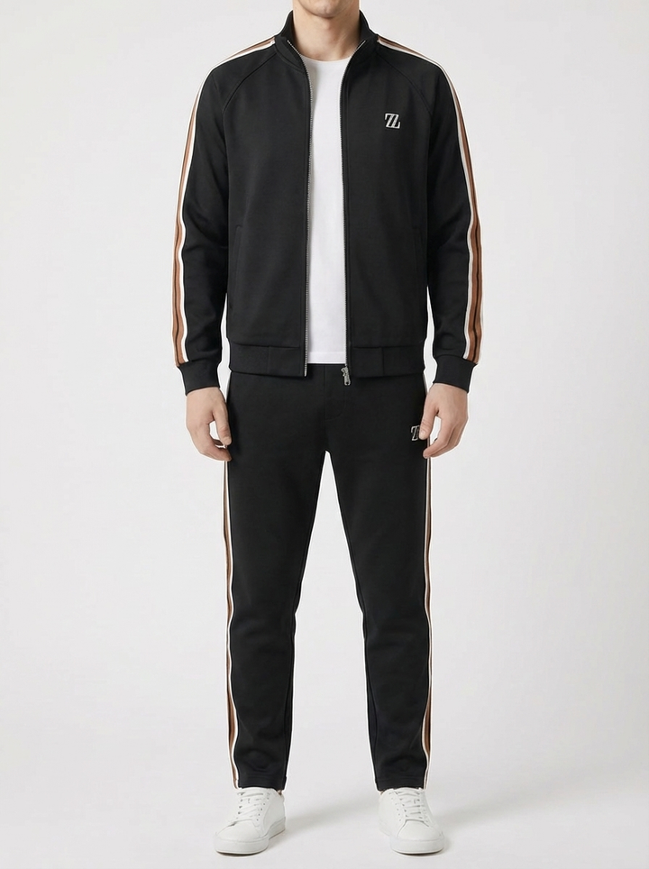 Full Zip Träningsdräkt Set Med Joggers