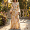 Elegant Linne Silke Midi Bal Kjol Kvinnor