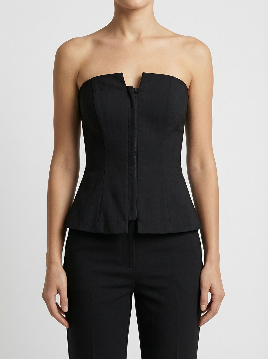 Strapless Zip-Front Fitted Top För Kvinnor