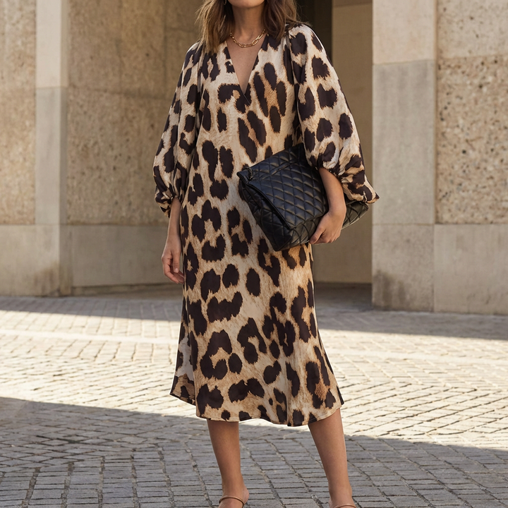 Elegant Leopard Print Klänning