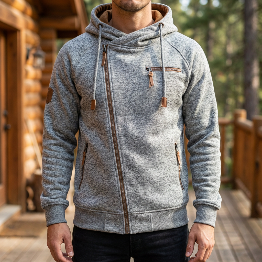 Casual Fleece Hoodie Jacka för Män