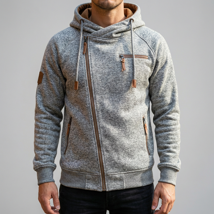 Casual Fleece Hoodie Jacka för Män