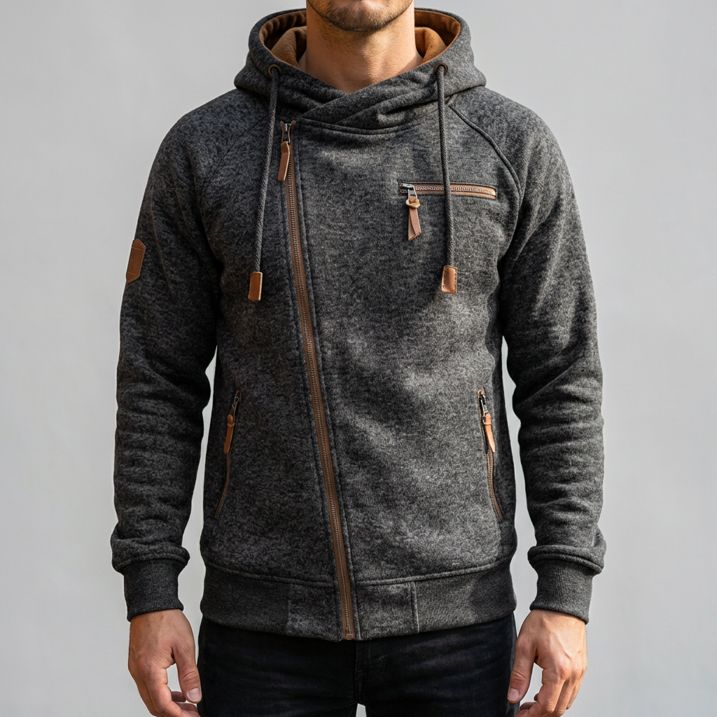 Casual Fleece Hoodie Jacka för Män