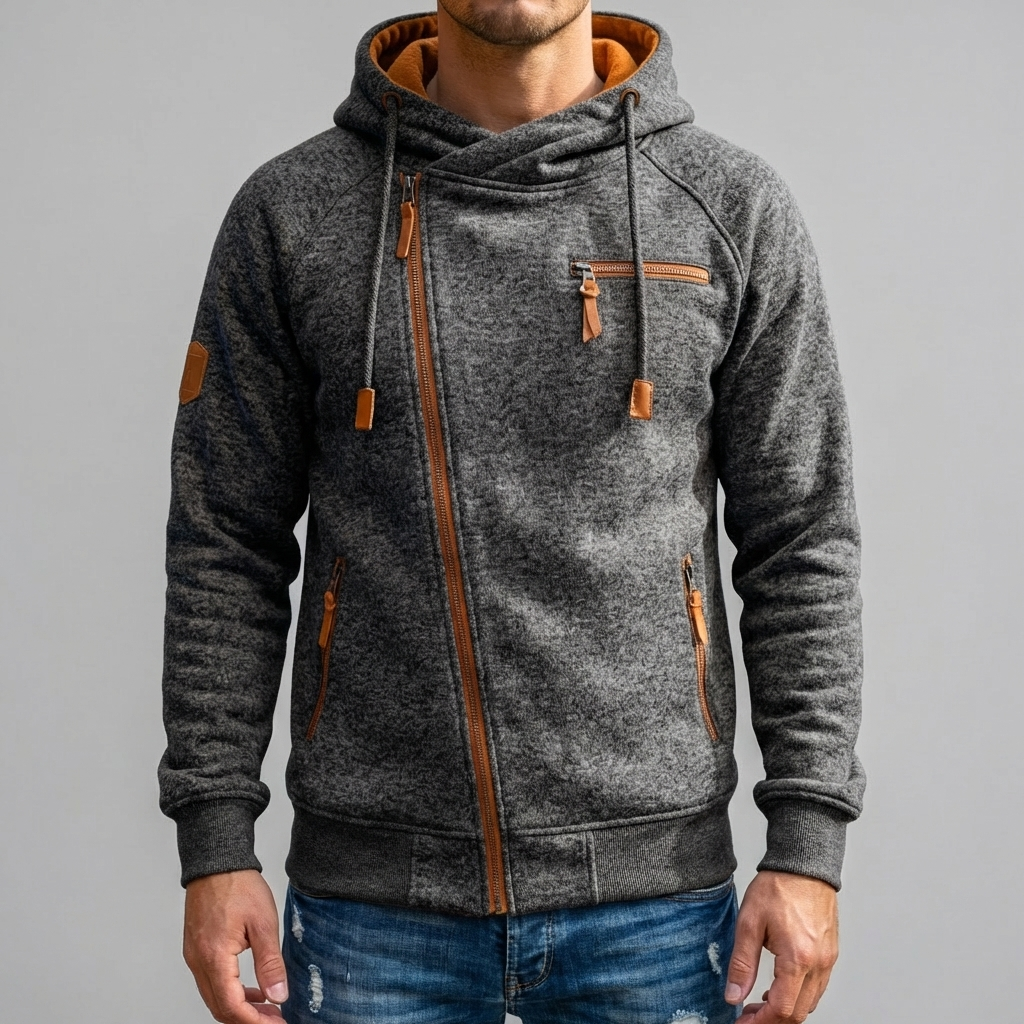 Casual Fleece Hoodie Jacka för Män