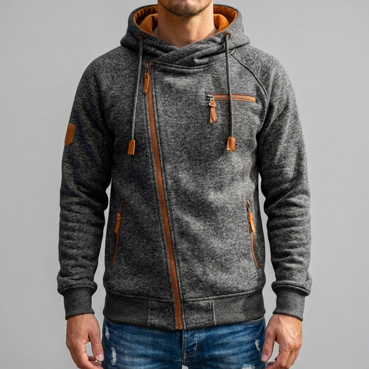Casual Fleece Hoodie Jacka för Män