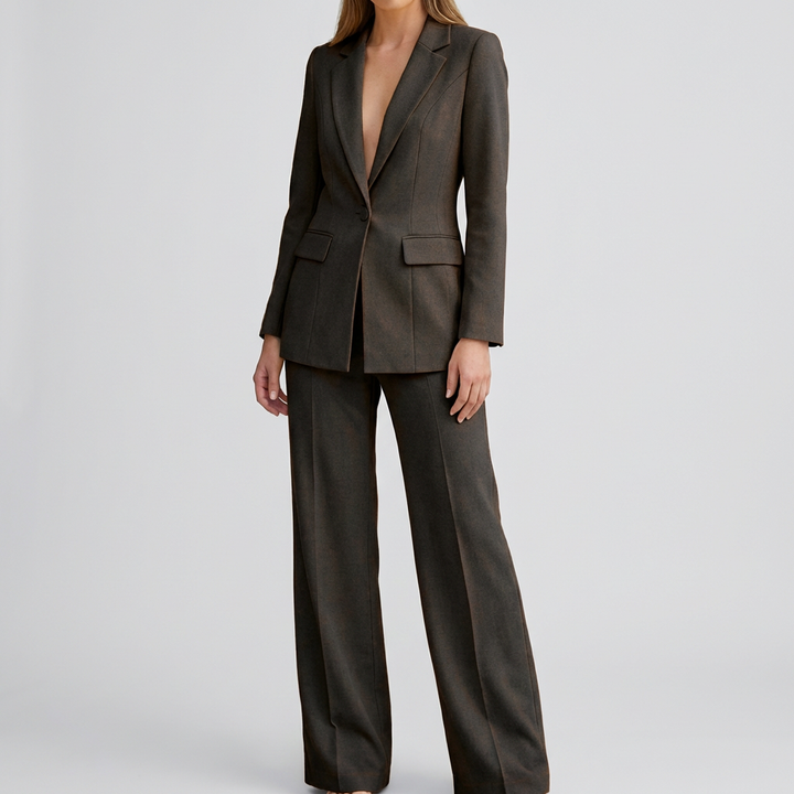 Elegant Blazer och Byxor Set för Kvinnor