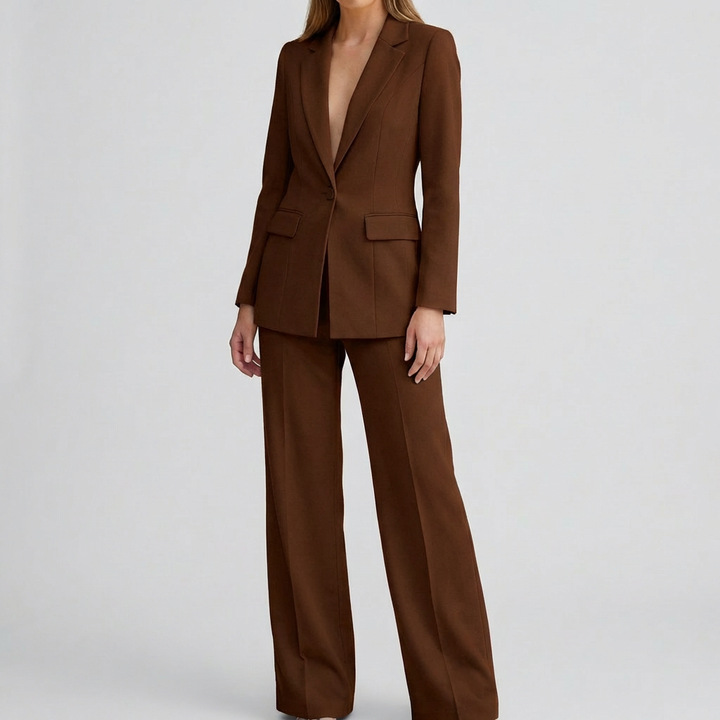 Elegant Blazer och Byxor Set för Kvinnor