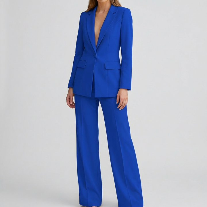 Elegant Blazer och Byxor Set för Kvinnor