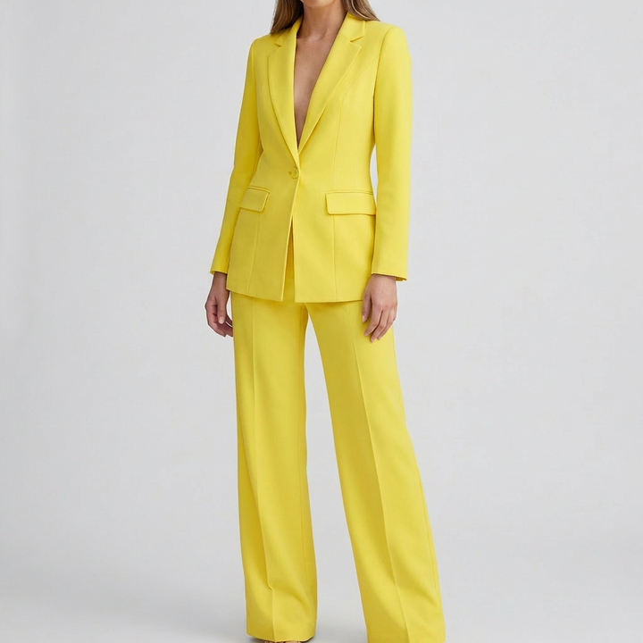Elegant Blazer och Byxor Set för Kvinnor