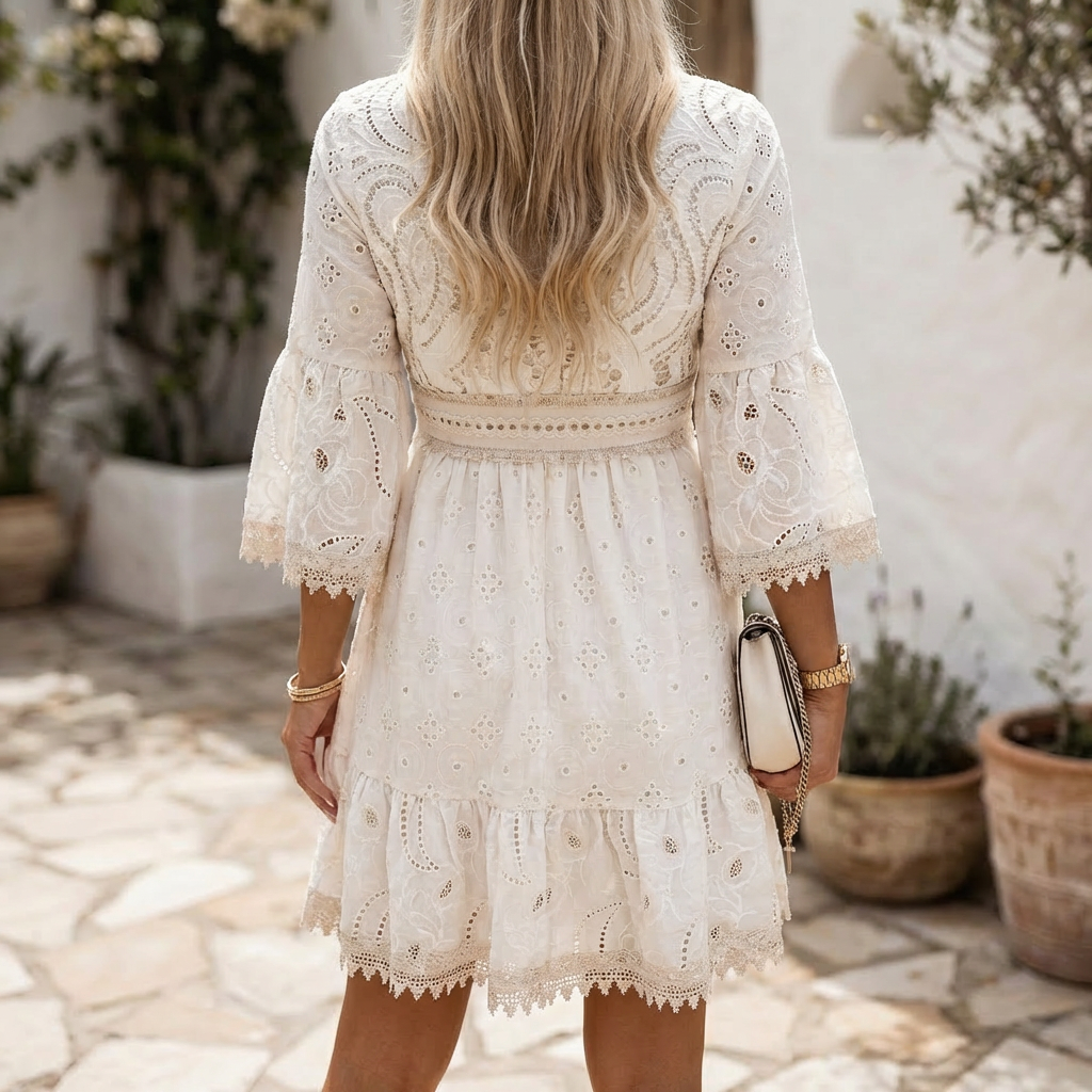 Kvinnors Boho Sommarklänning med Broderi