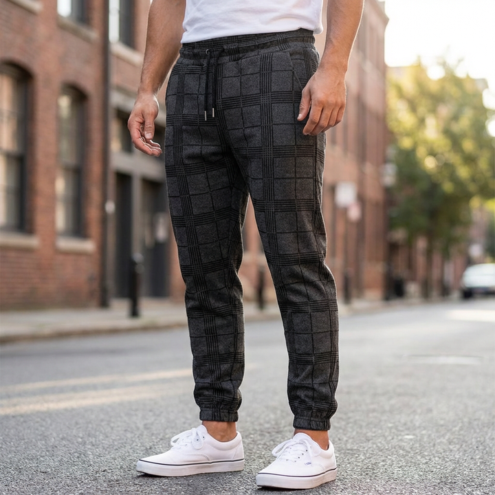 Rutiga Slim Fit Joggers för Män