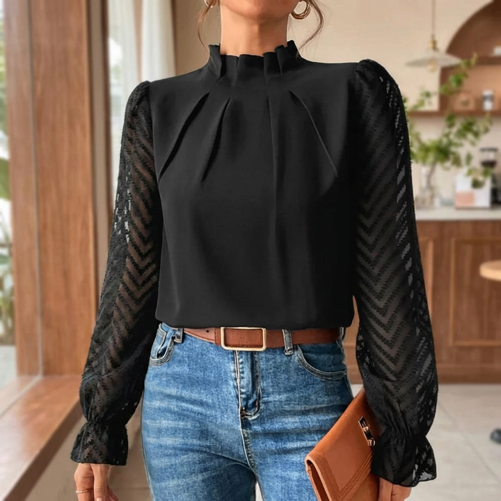 Elegant Långärmad Topp för Kvinnor