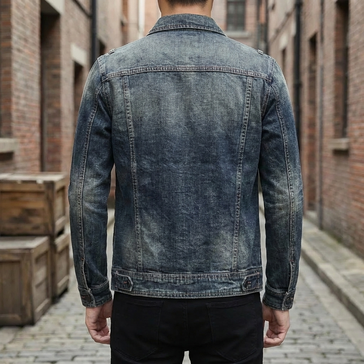 Bröstfickor - Klassisk Denimjacka för Män