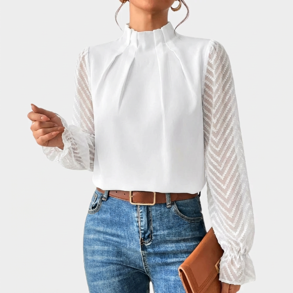 Elegant Långärmad Topp för Kvinnor