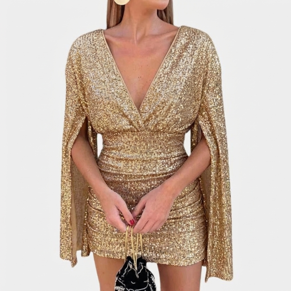 Glamourklänning med glittrande detaljer