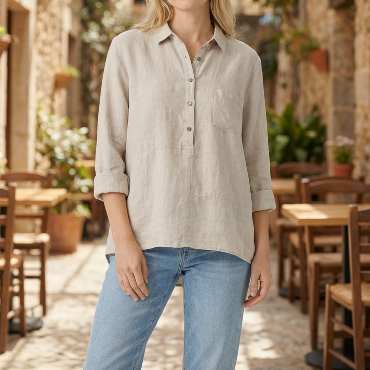 Elegant Långärmad Blus För Kvinnor