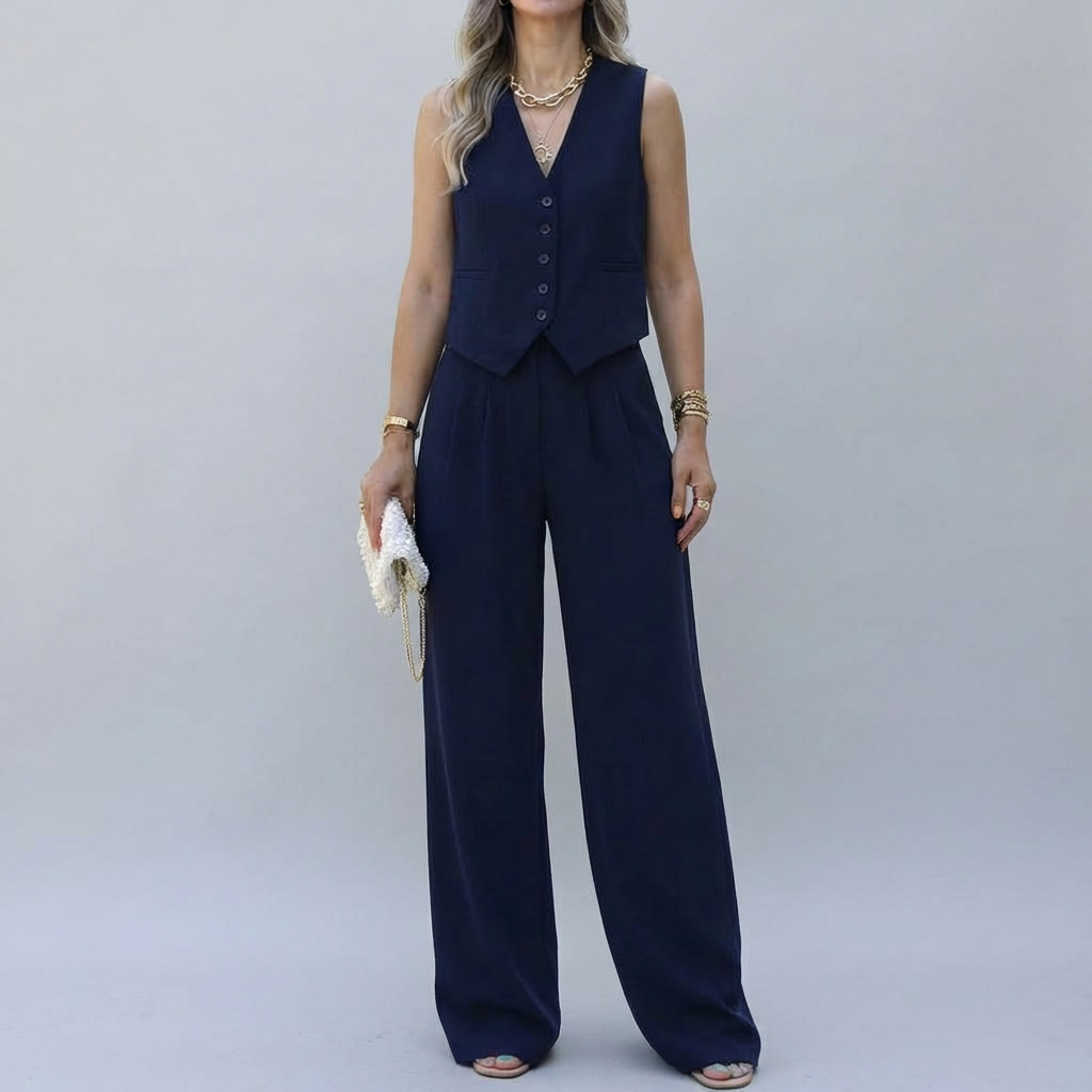 Elegant ärmlös blazer-set för kvinnor