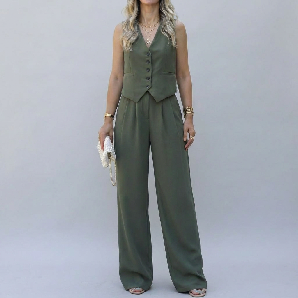Elegant ärmlös blazer-set för kvinnor