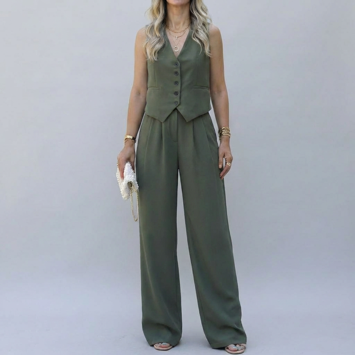 Elegant ärmlös blazer-set för kvinnor