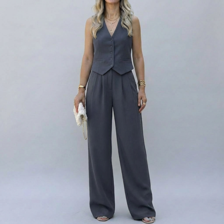 Elegant ärmlös blazer-set för kvinnor