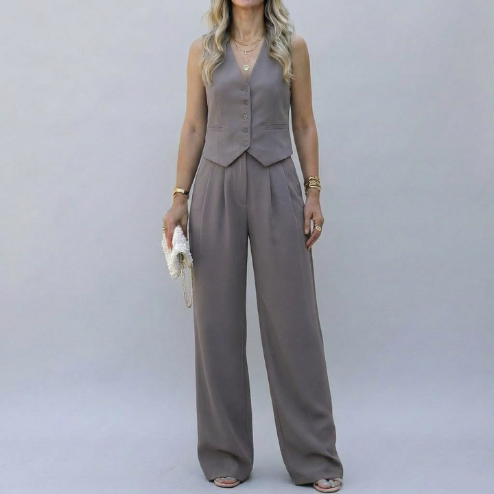 Elegant ärmlös blazer-set för kvinnor