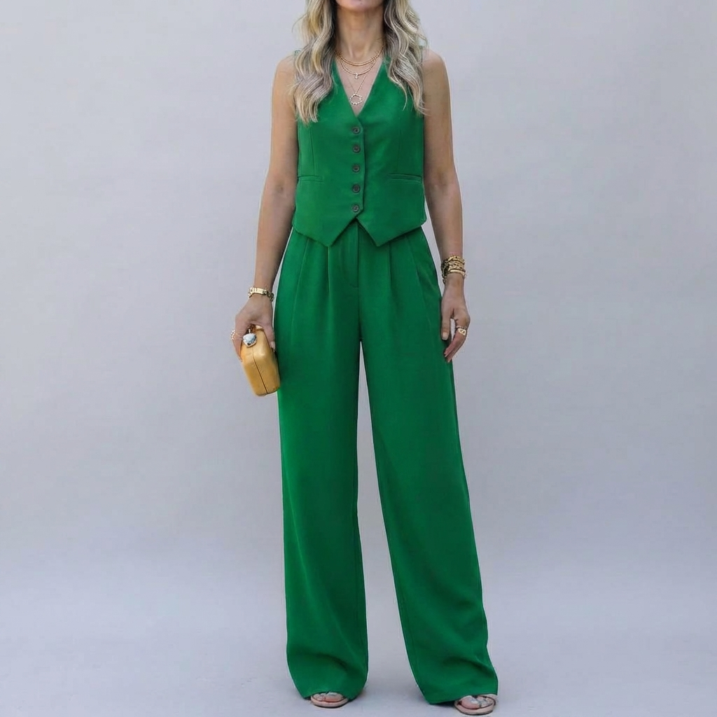 Elegant ärmlös blazer-set för kvinnor