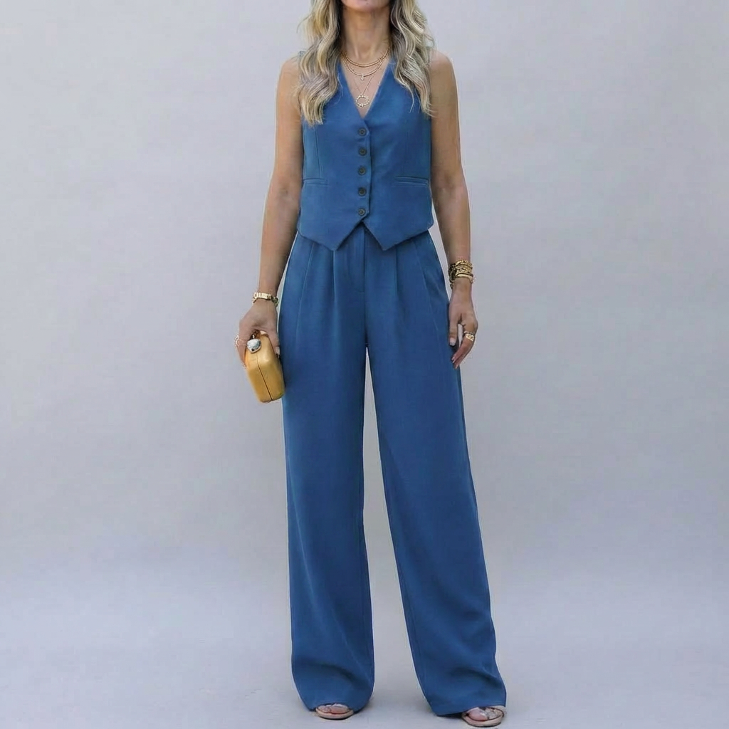 Elegant ärmlös blazer-set för kvinnor