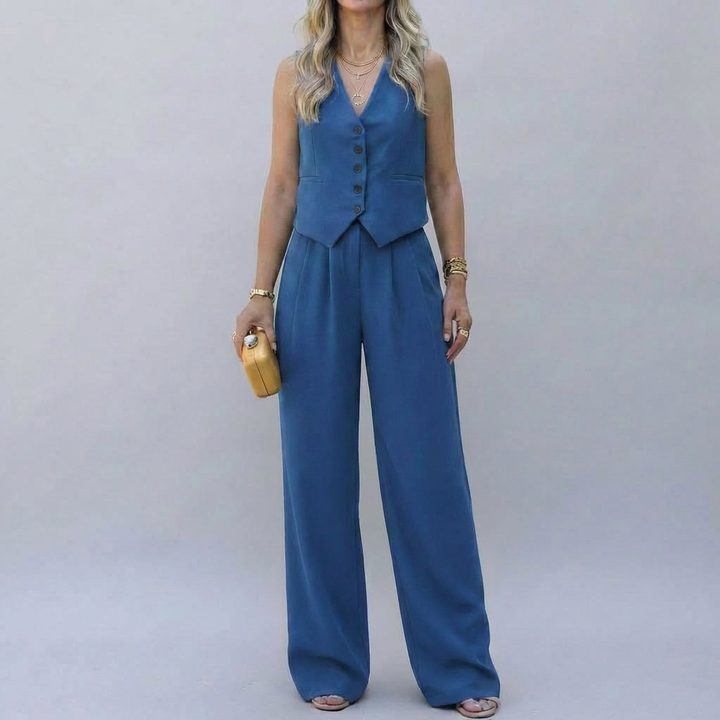 Elegant ärmlös blazer-set för kvinnor