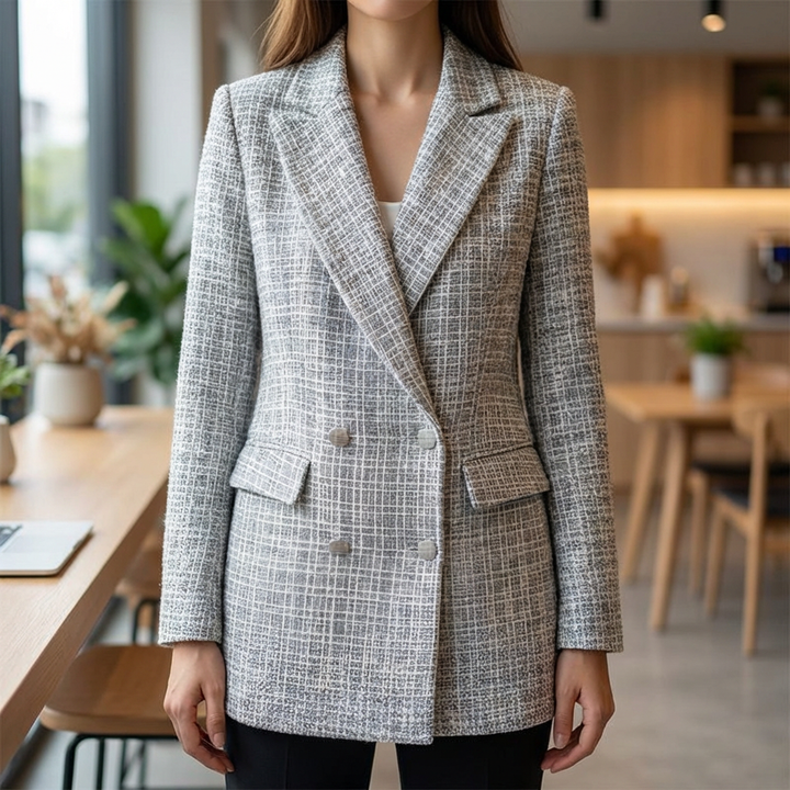 Elegant Tweed Blazer för Kvinnor