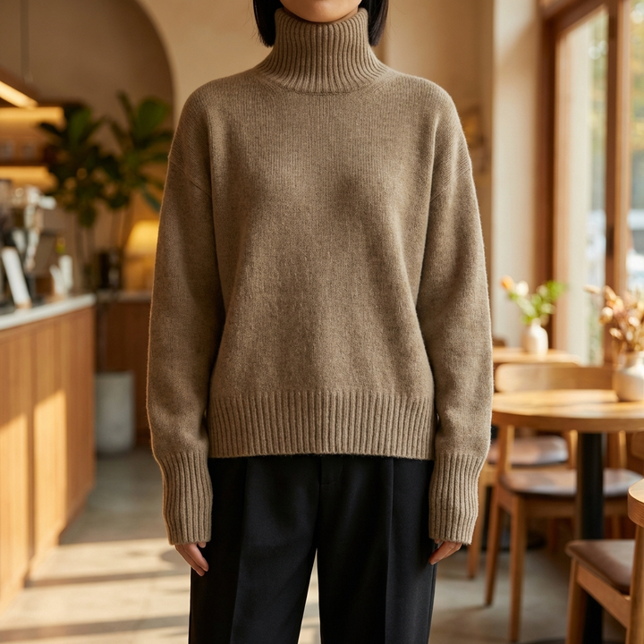 Avslappnad Passform Turtleneck Tröja