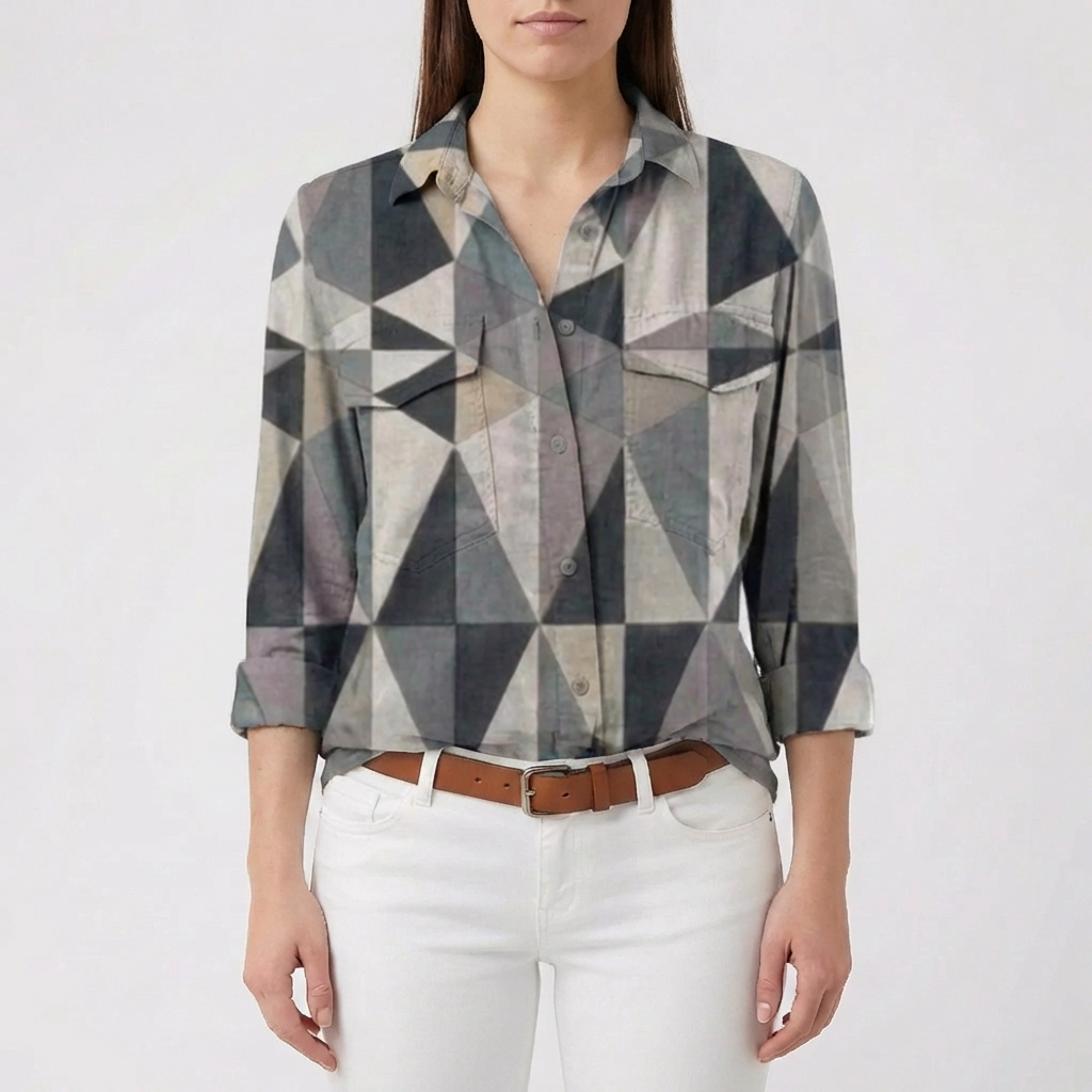 Blus med knappar fram och blommigt tryck