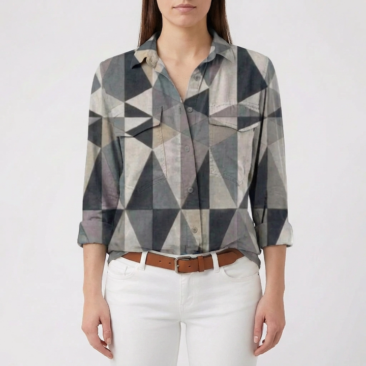 Blus med knappar fram och blommigt tryck