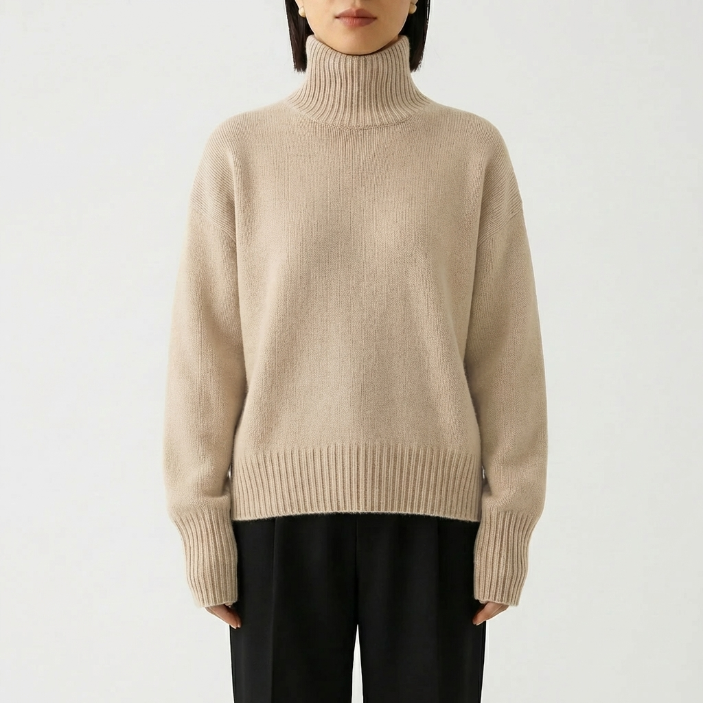 Avslappnad Passform Turtleneck Tröja