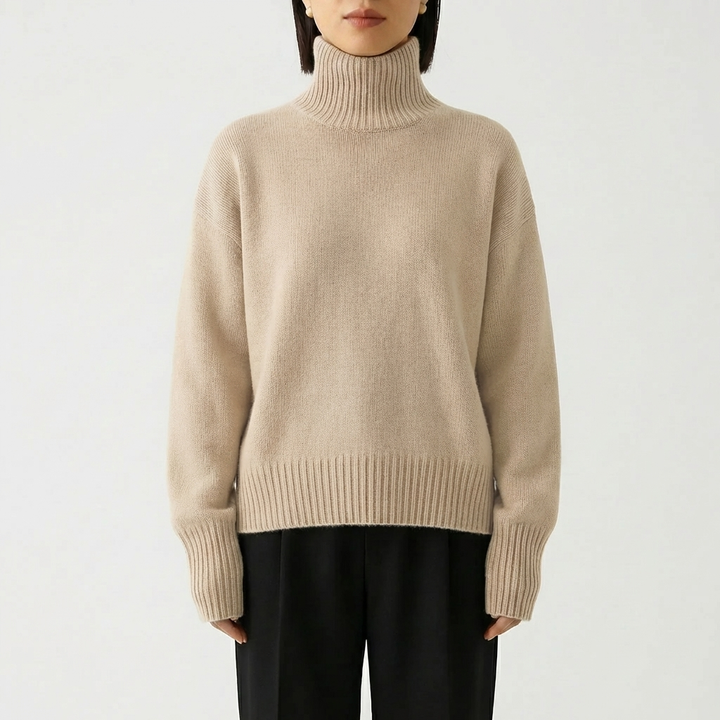 Avslappnad Passform Turtleneck Tröja