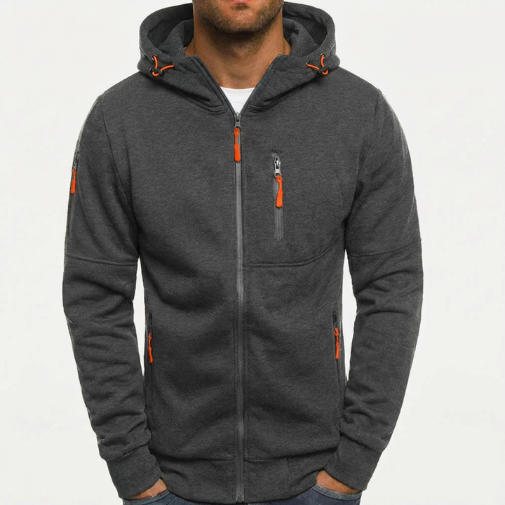 Full-Zip Huva Sweatshirt Jacka För Män