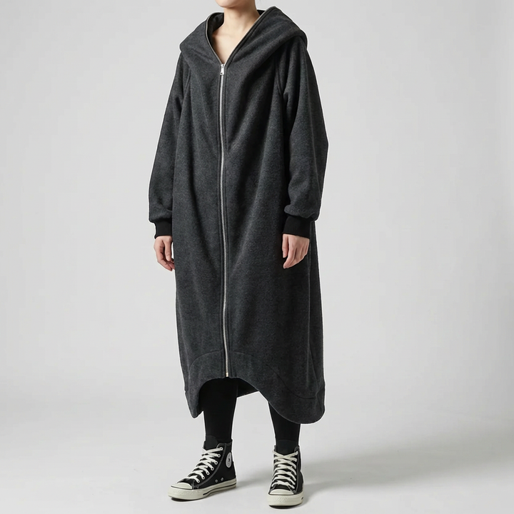 Oversized Kvinnors Kappa med Huva och Dragkedja