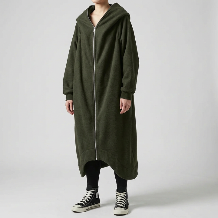 Oversized Kvinnors Kappa med Huva och Dragkedja