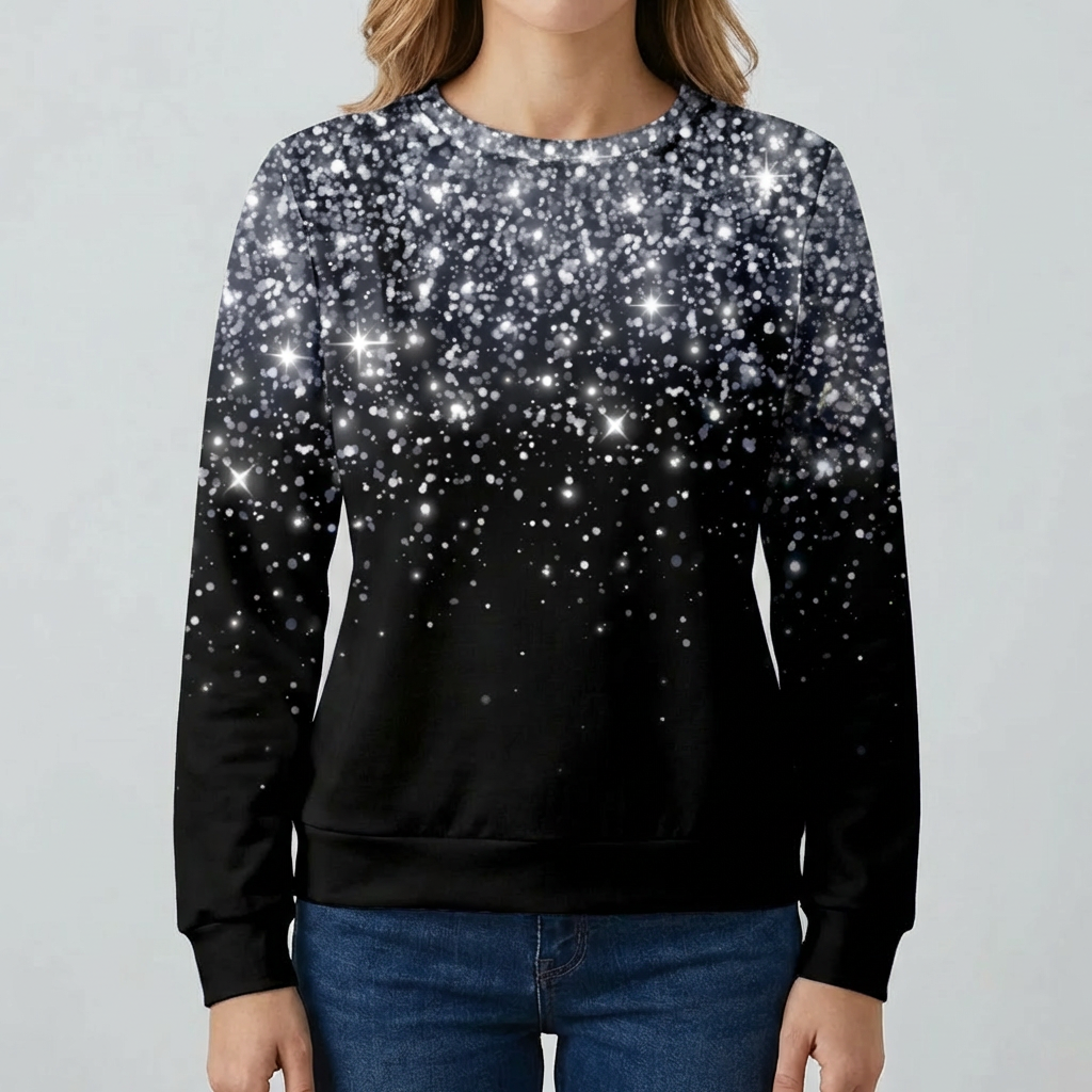 Stilig Snöflinga Hoodie för Kvinnor