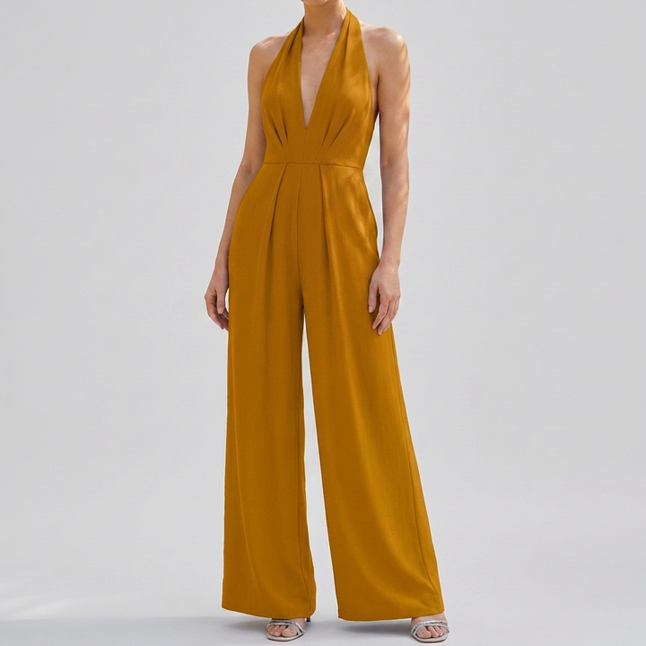 Djup V-hals Backless Jumpsuit för Kvinnor