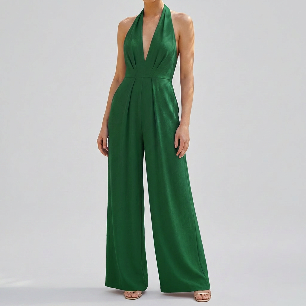 Djup V-hals Backless Jumpsuit för Kvinnor