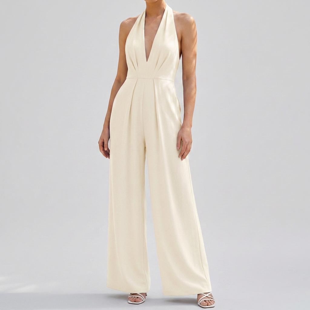 Djup V-hals Backless Jumpsuit för Kvinnor