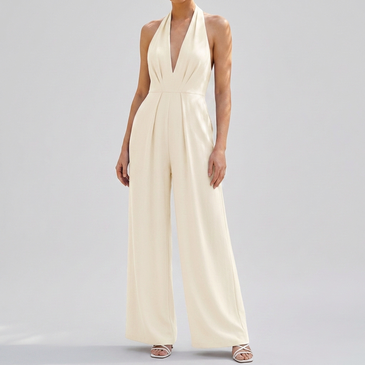 Djup V-hals Backless Jumpsuit för Kvinnor