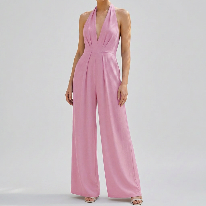 Djup V-hals Backless Jumpsuit för Kvinnor
