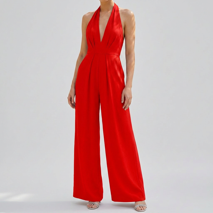 Djup V-hals Backless Jumpsuit för Kvinnor