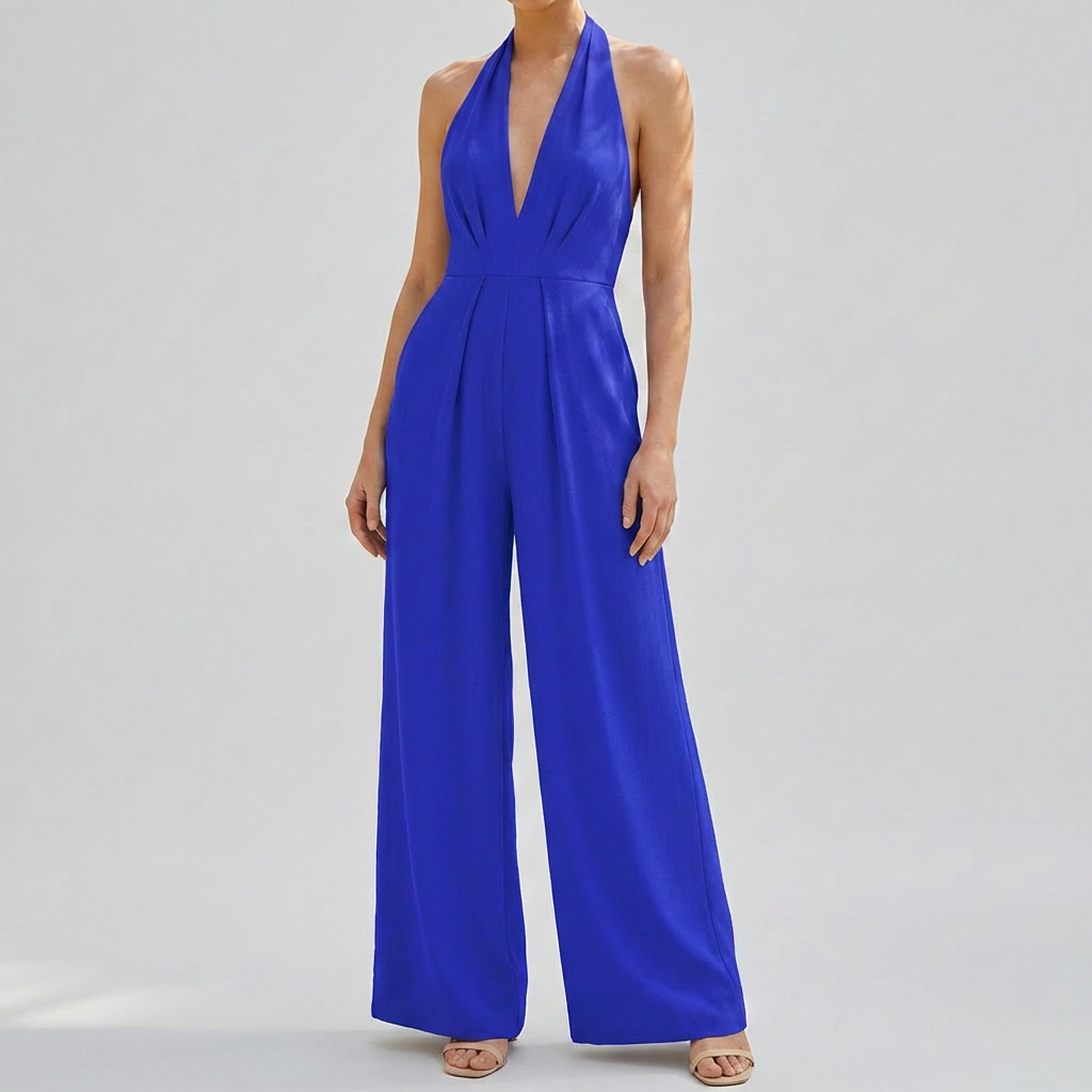 Djup V-hals Backless Jumpsuit för Kvinnor